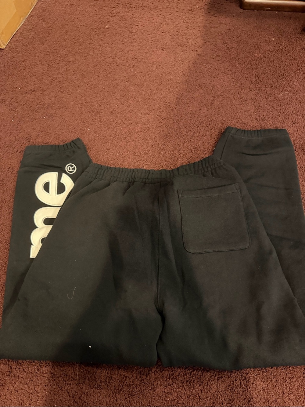 Supreme Black Sweatpants with Large White Logo size small men’s - Picture 3 of 3
